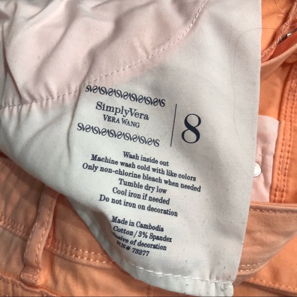 Simply Vera Vera Wang Peachy/Orange Ankle Jeans - Picture 5 of 5